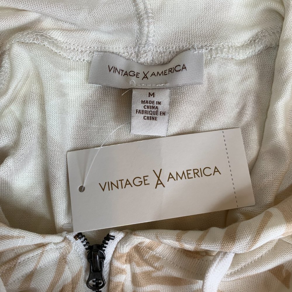 Vintage America Spirit Full Zip Hoodie Jacket Pockets Tropical Leaf Size M NWT - Picture 7 of 11